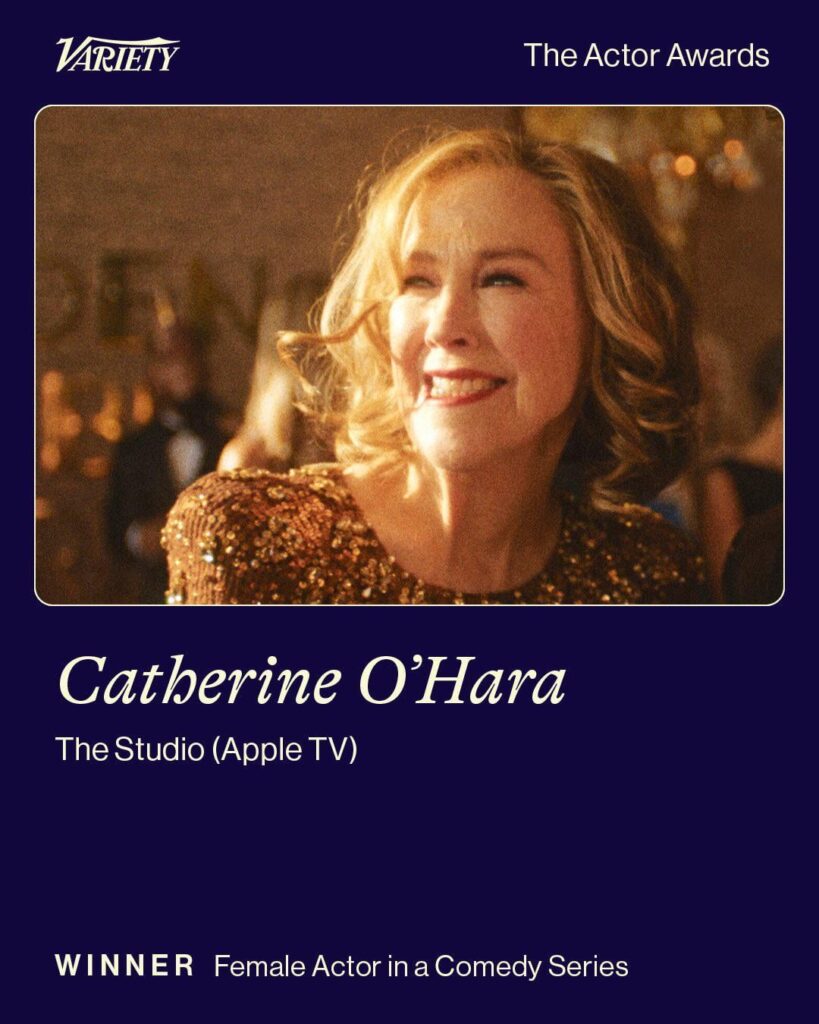 Catherine O’Hara has won Best Female Actor in a Comedy Series for ‘The Studio’ at the 2026 Actor Awards (March 1, 2026)