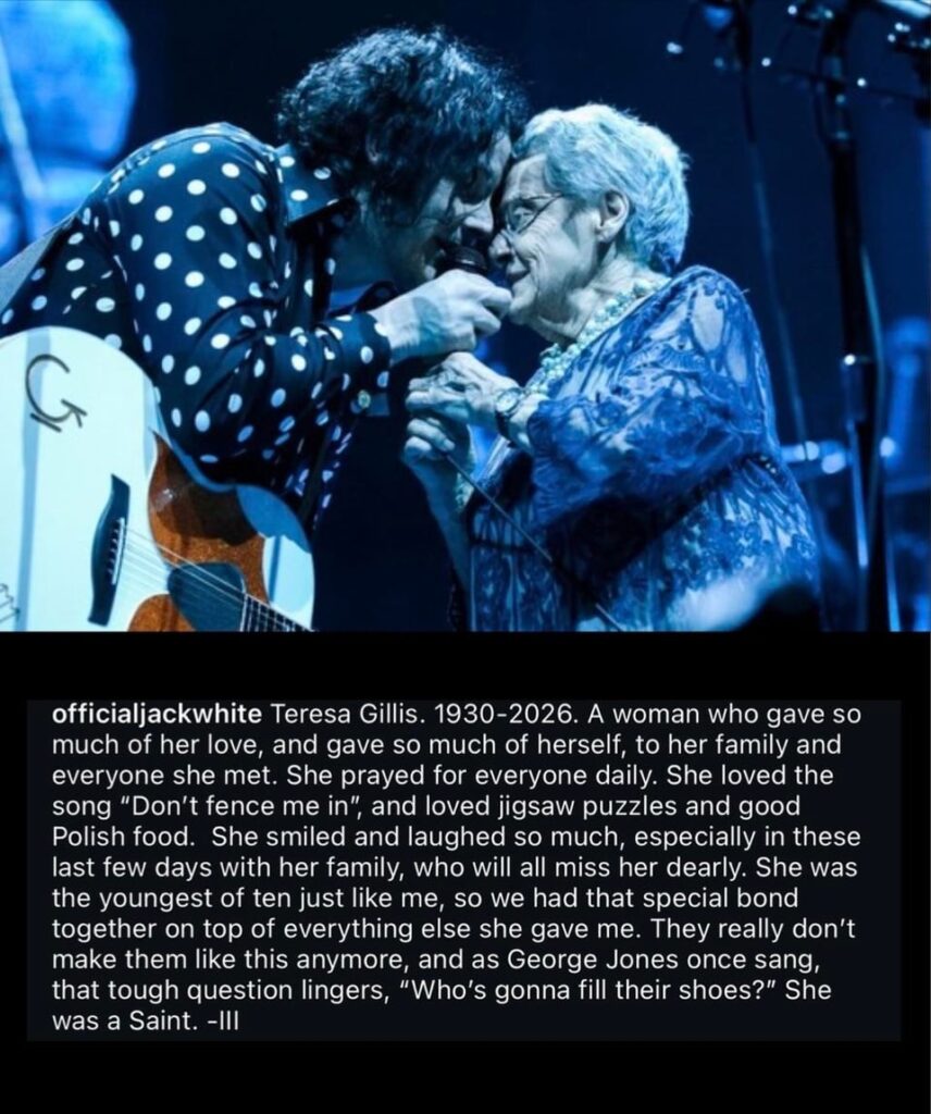 Jack White is mourning the loss of his mom, Teresa Gillis