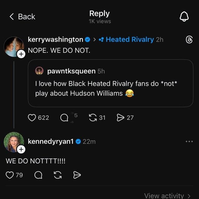 Kerry Washington defending Hudson Williams on Threads