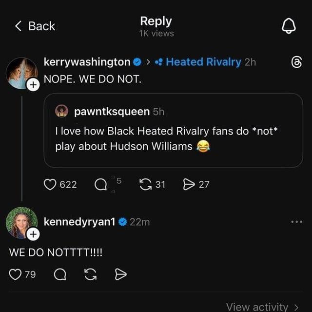 Kerry Washington defending Hudson Williams on Threads
