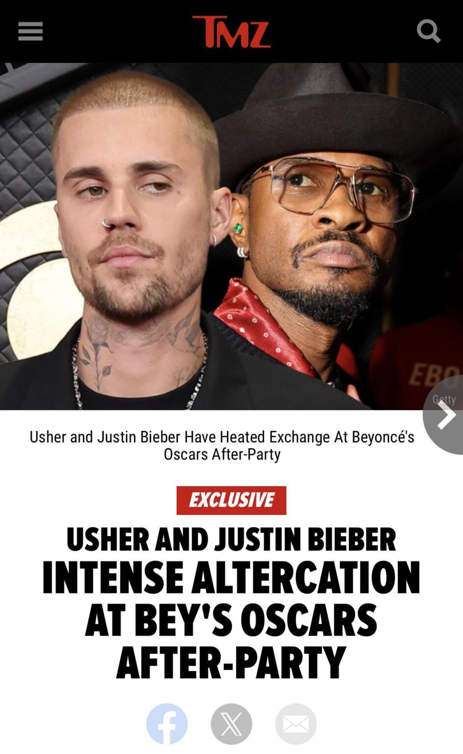 Usher and Justin Bieber Have Heated Exchange At Beyoncé’s Oscar After-Party