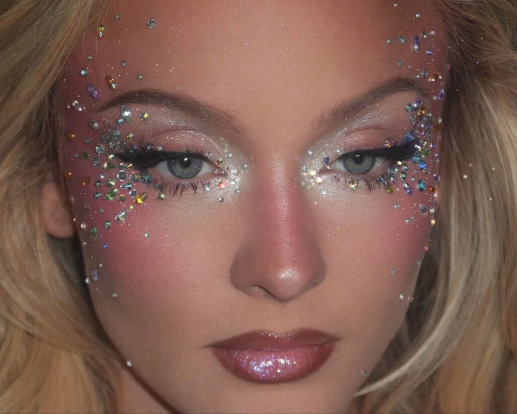 Zara Larsson’s Crystal-embellished Makeup by Sophia Sinot
