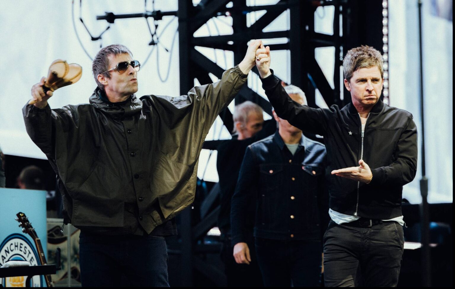 Liam and Noel Gallagher celebrate Manchester City’s Carabao Cup success together Liam and Noel Gallagher celebrate Manchester City's Carabao Cup success together