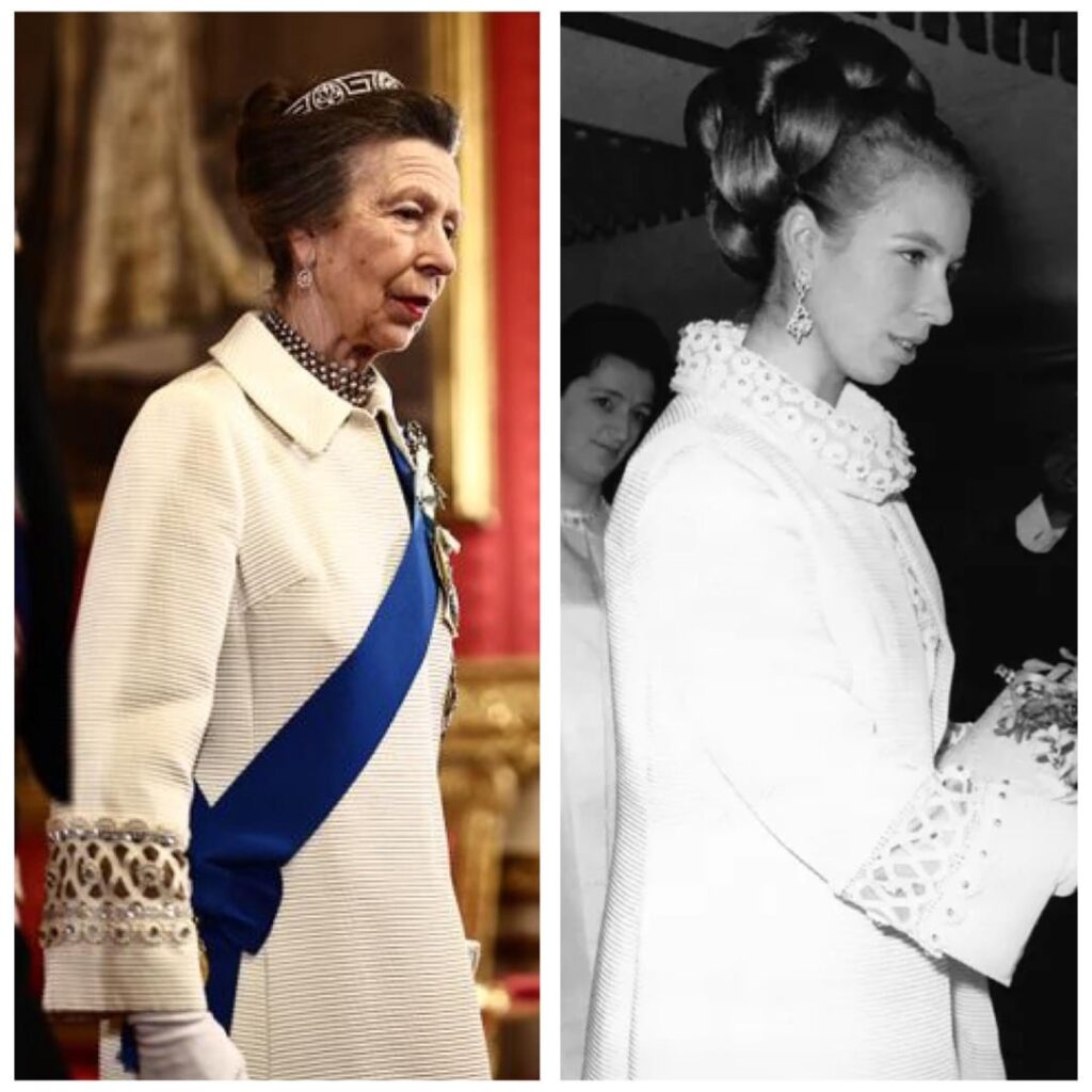 At the Nigerian state banquet, Princess Anne rewore a gown she first wore at 18 years old in 1969 to the premiere of Run Wild, Run Free