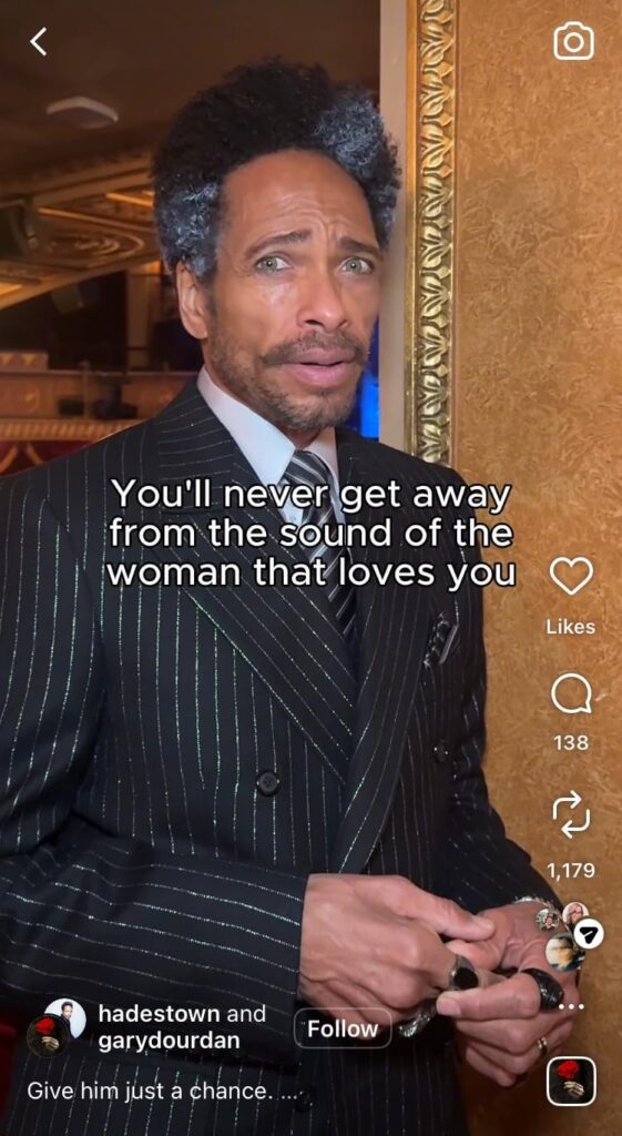 Hadestown on Broadway celebrates the debut of known domestic abuser Gary Dourdan, in the role of Hades, with social posts captioned "give him just a chance"