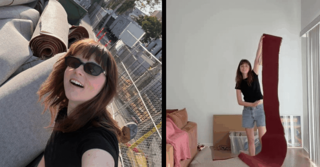 TikToker Turns Oscars Red Carpet Dumpster Find Into Apartment Rug