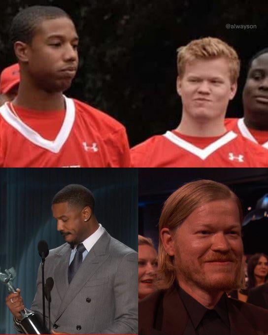 Fifteen years after starring in ‘Friday Night Lights’ together, Jesse Plemons celebrates Michael B .Jordan’s recent Best Actor win
