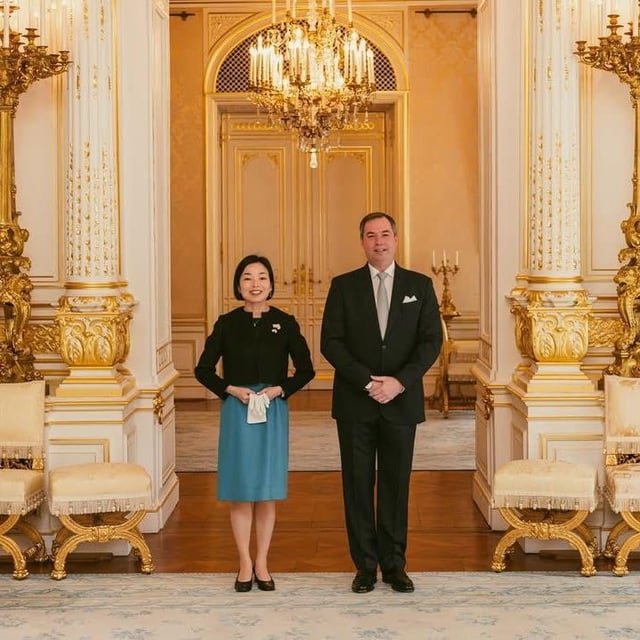 Japan’s Princess Akiko was received by Grand Duke Guillaume V earlier today at the Grand Ducal Palace in Luxembourg