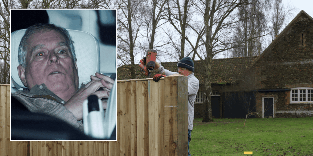 Tourists gather outside Andrew Mountbatten-Windsor's temporary home