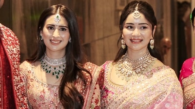 Saaniya Chandhok and Sara Tendulkar at the former's wedding with Arjun Tendulkar. (PTI)