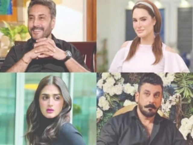 clockwise from top left adnan siddiqui nadia hussain shamoon abbasi hira mani photos file