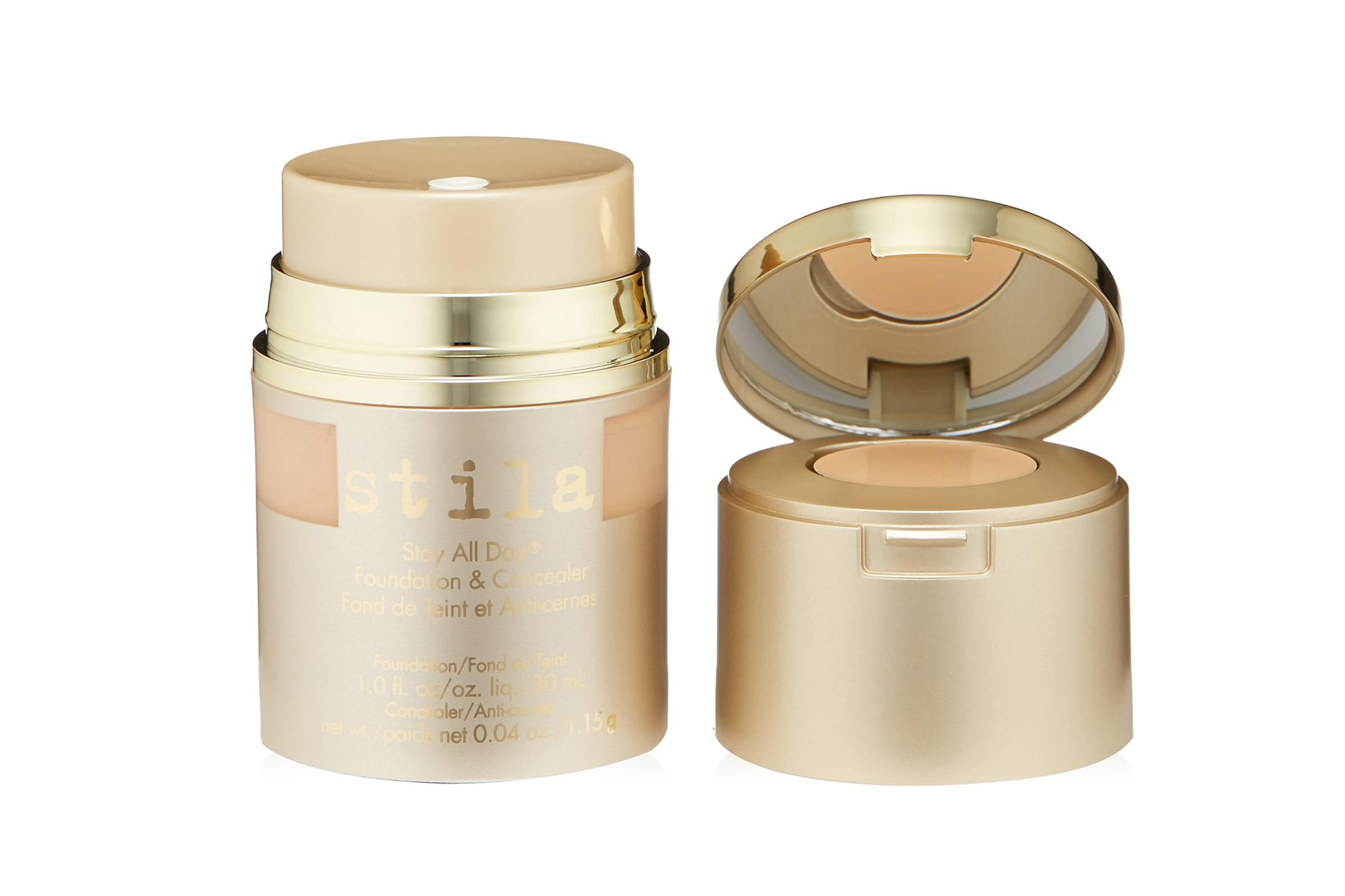 Stila Stay All Day Foundation & Concealer in a beige and gold compact.