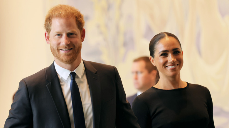 Prince Harry, Duke of Sussex and Meghan, Duchess of Sussex arrive at the United Nations Headquarters (2022)