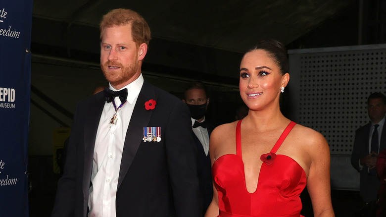 Prince Harry, Duke of Sussex and Meghan, Duchess of Sussex attend the Salute To Freedom Gala at Intrepid Sea-Air-Space Museum (2021)