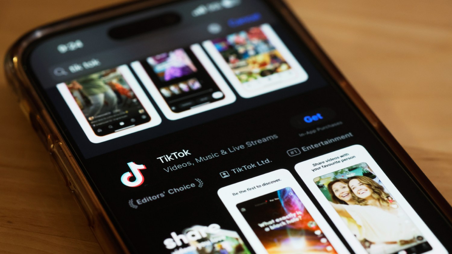 A cell phone screen depicting the TikTok app in an app store