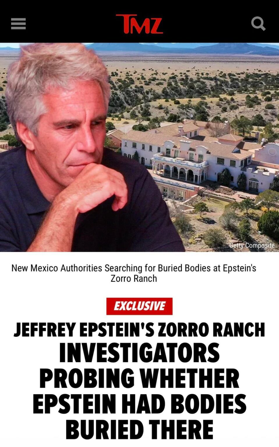 New Mexico authorities are searching for buried bodies at Epstein's Zorro Ranch