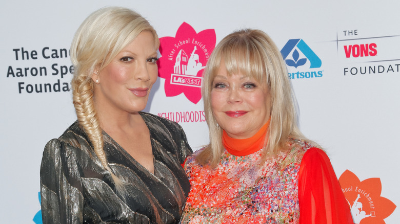 Tori Spelling and mom Candy Spelling smiling