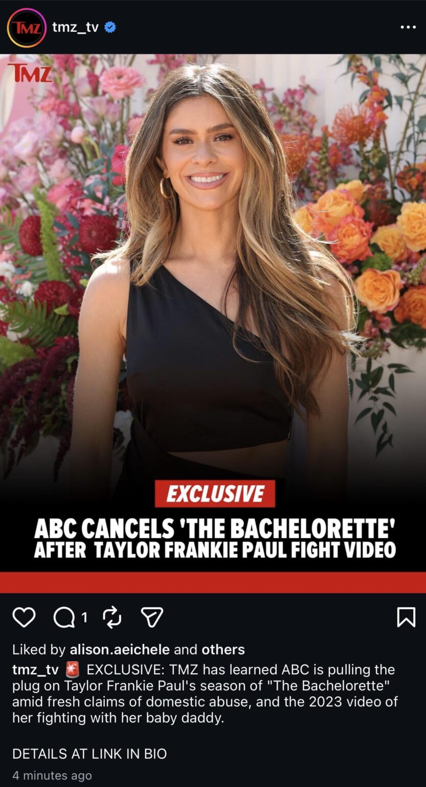 ABC Cancels Taylor Frankie Paul’s Season of The Bachelorette
