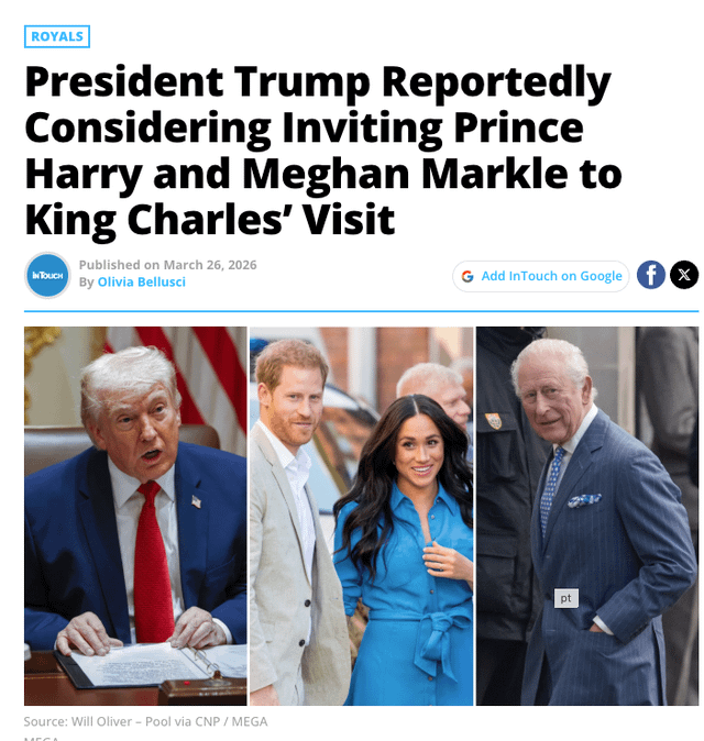 President Trump Reportedly Considering Inviting Prince Harry and Meghan Markle to King Charles’ Visit