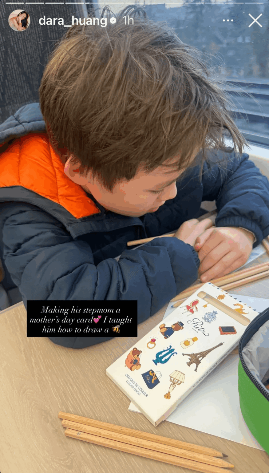 #coparentinggoals Princess Beatrice's stepson's mother Dara Huang posts photo of son Wolfie 'making his stepmom a mother's day card'