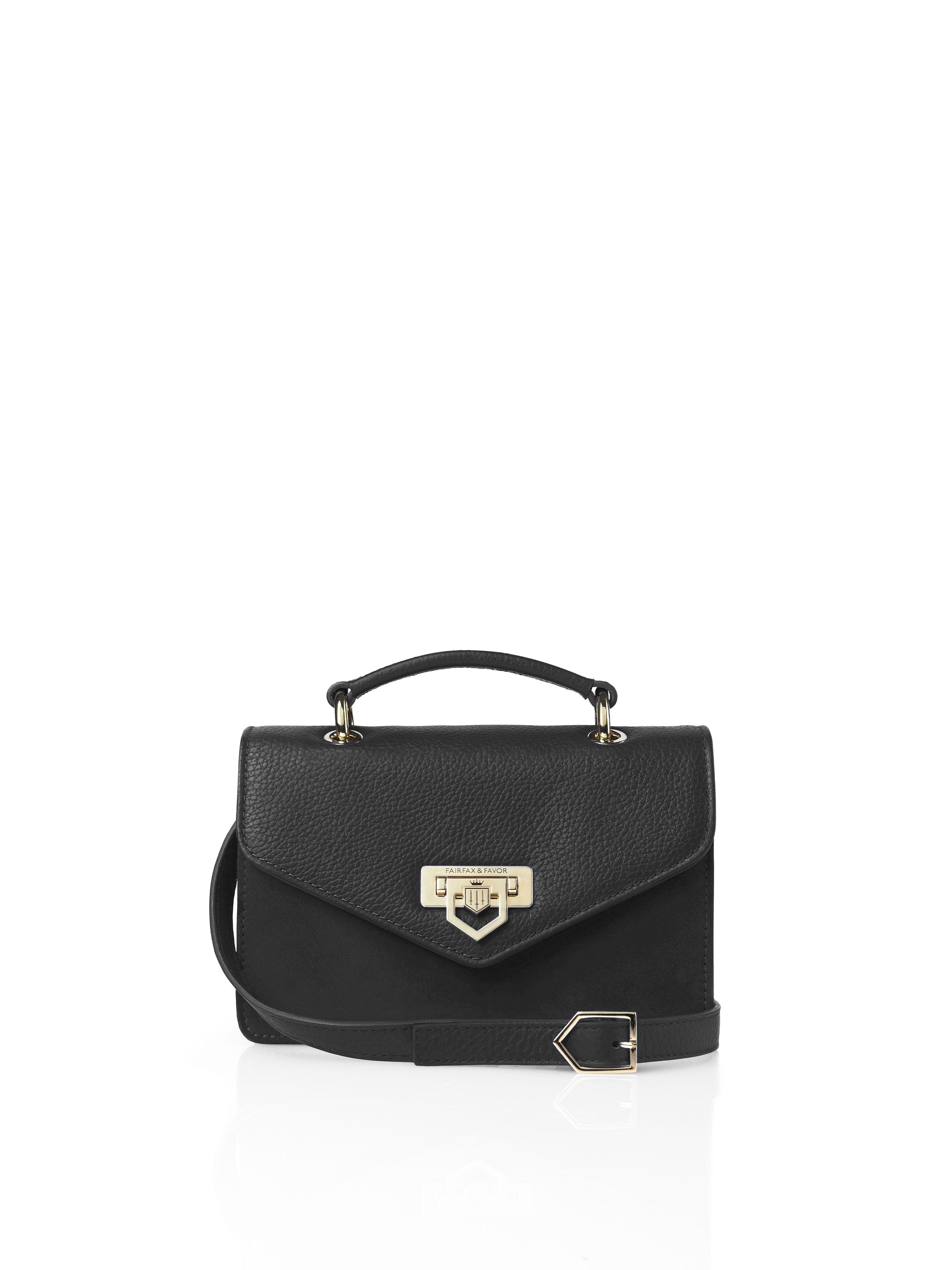 Loxley Mini Cross Body Bag - Black Leather &amp; Suede