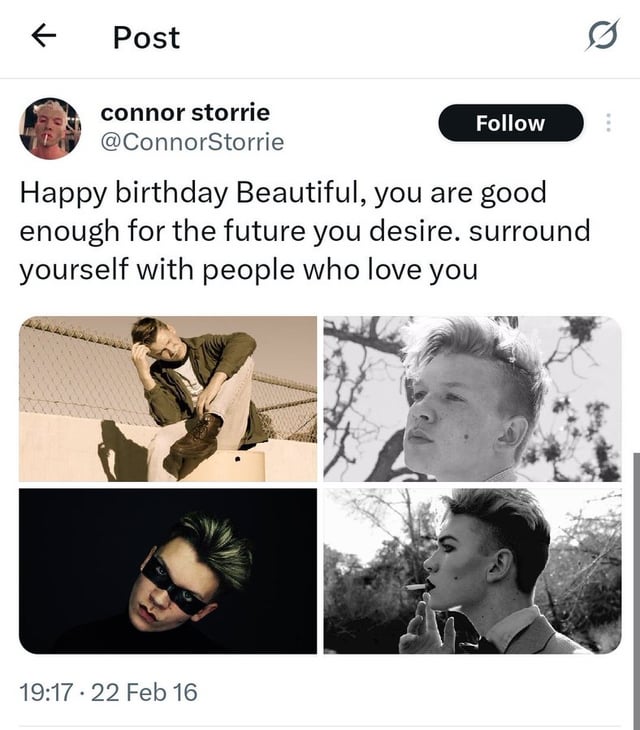 Connor Storrie's old posts from his now deleted Twitter account.