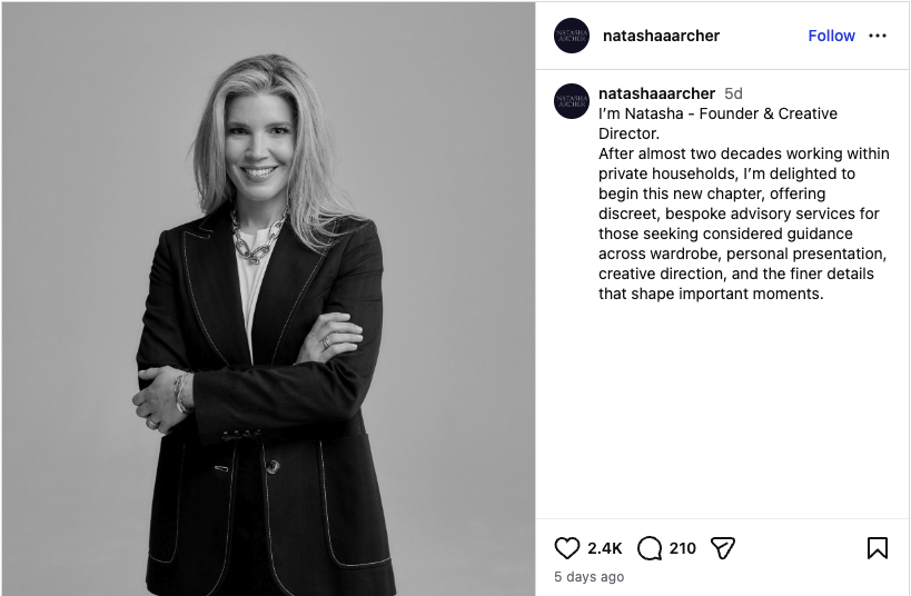 Kate Middleton’s Former Stylist Natasha Archer Starts Her Own Personal Styling Agency