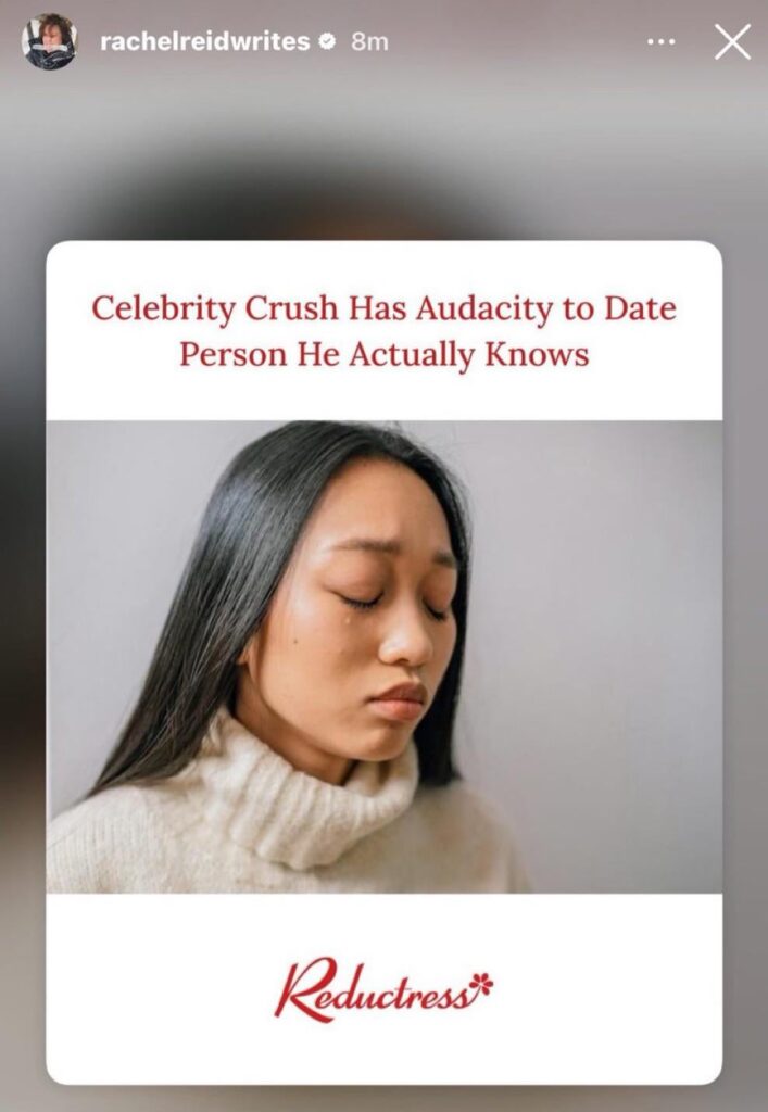 The writers of Heated Rivalry, Rachel Reid, is being funny on instagram stories