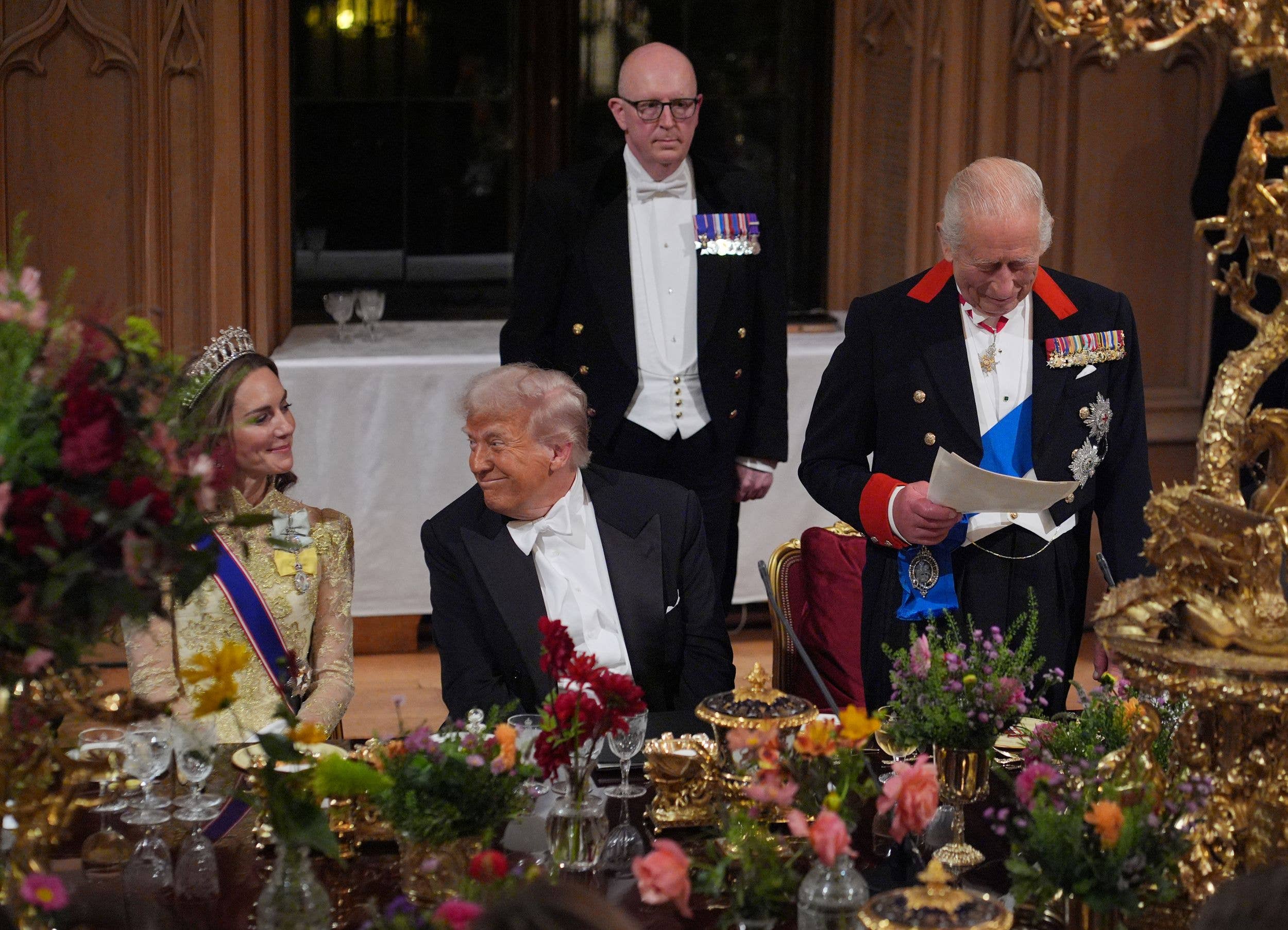 The Princess of Wales and President of the United States exchanged smiles during the 2025 state banquet