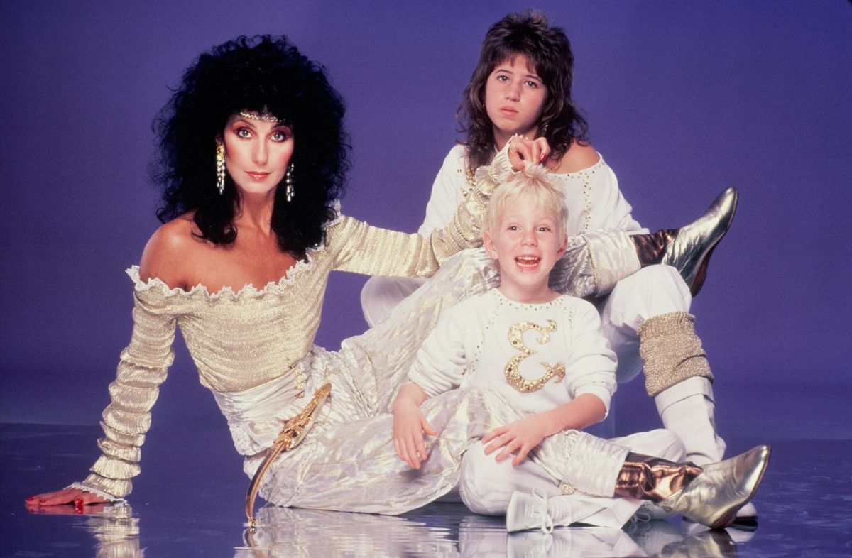 Cher with Chaz Bono and Elijah Allman in 1981