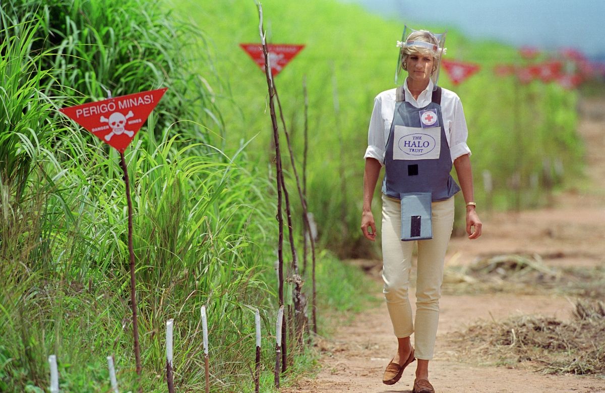 Princess Diana walked through a minefield being cleared in Angola in 1997