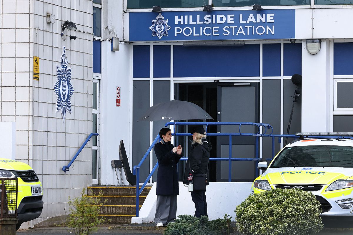 17/4/2026 Photo By Justin Kernoghan  
Line Of Duty's Detective Inspector (formerly Detective Constable/Sergeant) Kate Fleming (Vicky McClure) filming in Belfast today.

Filming took place on Corporation St. at the old derelict tax office that is used as a police station
