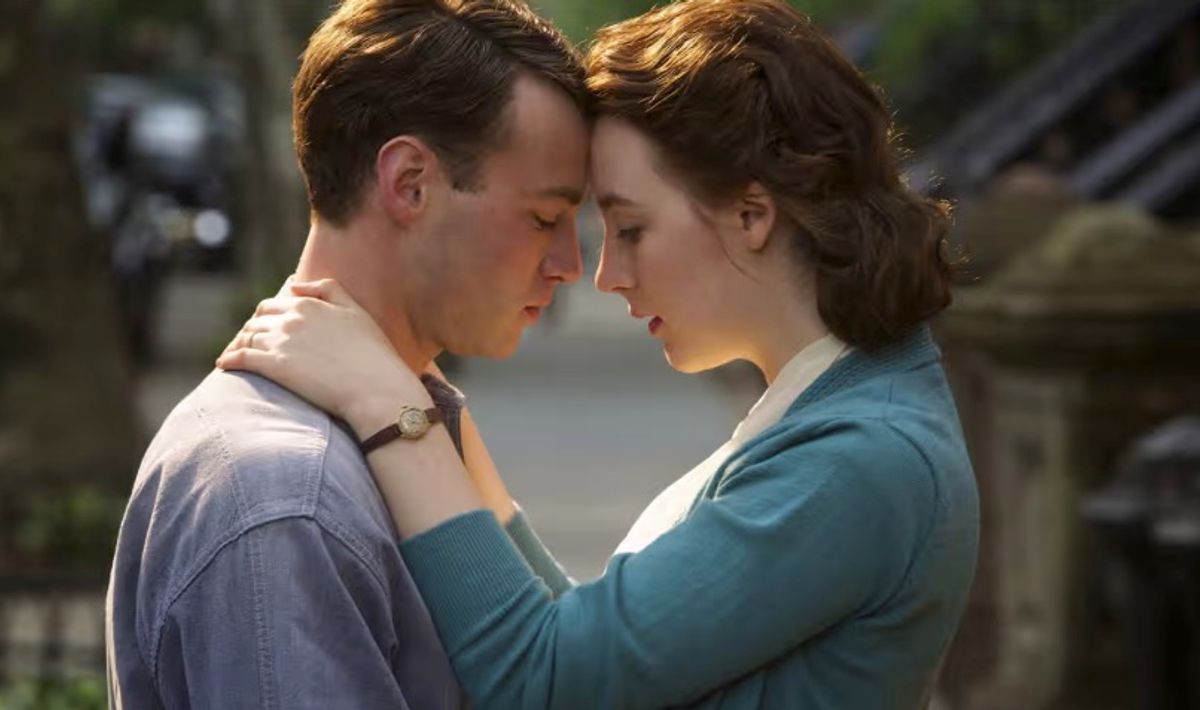 Saoirse Ronan plays an Irishwoman who marries an Italian American man in the film Brooklyn