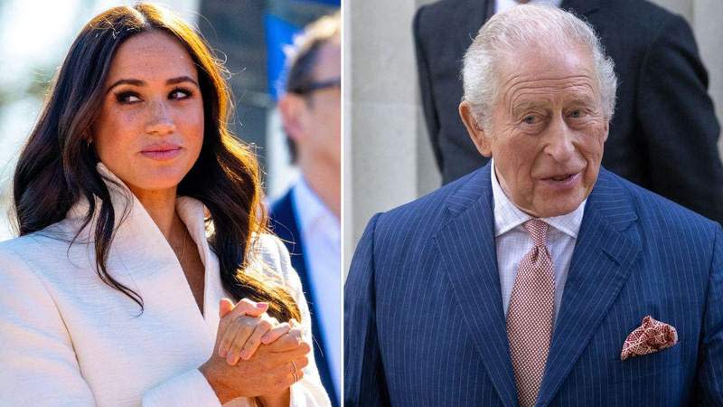 Royal fans are begging King Charles to strip the Sussexes of their titles after Markle's candle stunt.MEGA