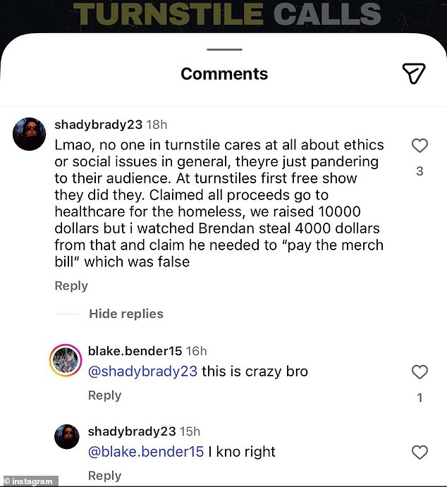 Ebert has worried fans with his social media behavior in recent months including several inflammatory statements about his former band Turnstile