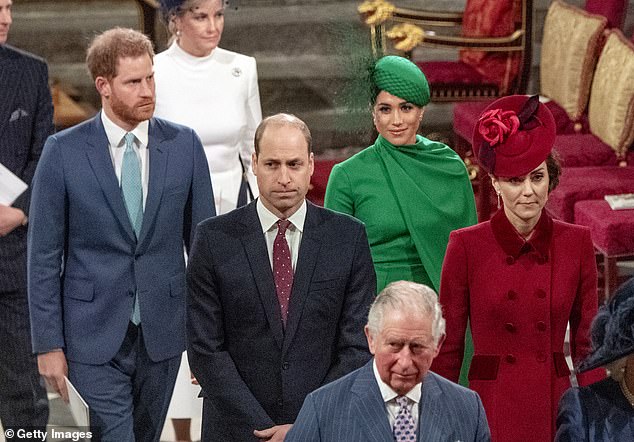 The Commonwealth Day service in 2020, the year the Sussexes announced they would now be seeking a ¿progressive new role¿, ¿stepping back¿ from royal duties
