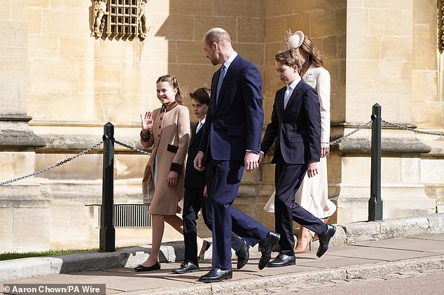 The Prince and Princess of Wales and their three children – Prince George, 12, Princess Charlotte, ten, and seven-year-old Prince Louis