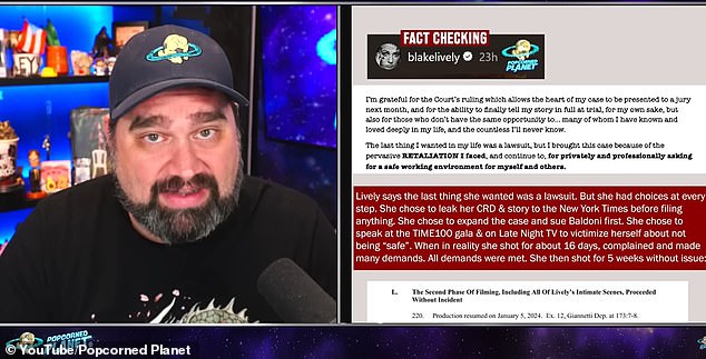 YouTuber Andy Signore - who was subpoenaed three times - has blasted Blake Lively's 'digital violence' claims as 'hypocrisy'