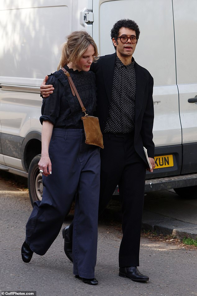 Robert's niece Lydia Fox was accompanied by her husband, Richard Ayoade