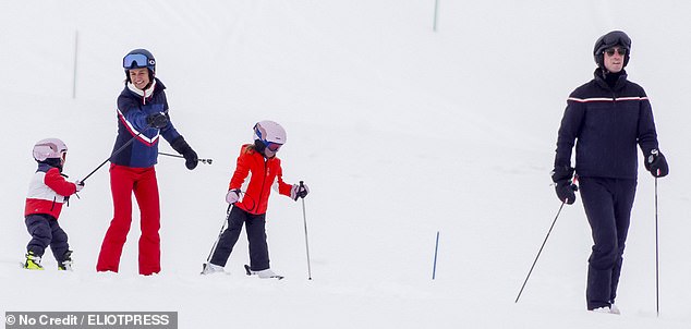 Laughing as she encouraged the pair, she may well have cast her mind back to family holidays with big sister Kate, 44, the Princess of Wales, their parents and brother James