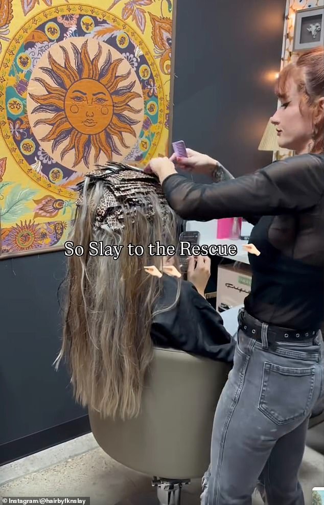 Ochoa spent 12 hours detangling and coloring Abraham's matted extensions