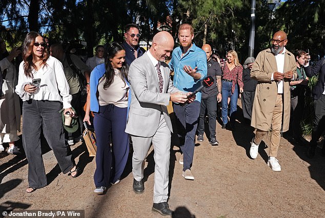 But Harry looked less happy when an Australian reporter asked for one