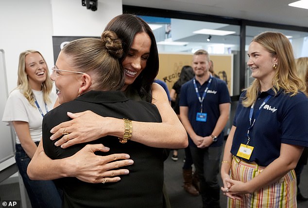 Meghan hugged one young mental health advocate at the event on Thursday