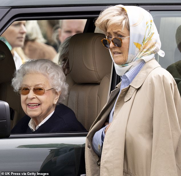 The Windsors and the Mountbatten family are so close. Here Queen Elizabeth is seen chatting to Penelope Knatchbull in a photo taken in 2022 at the Royal Windsor Horse Show