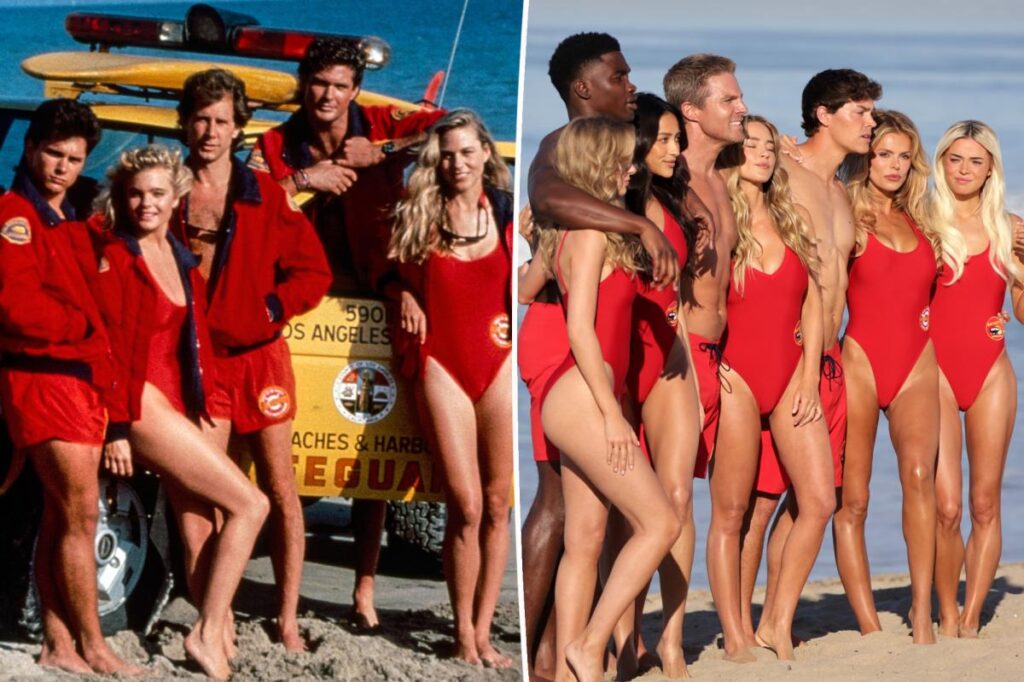 'Baywatch' alum Erika Eleniak covers up sleeve tattoos on set of new revival