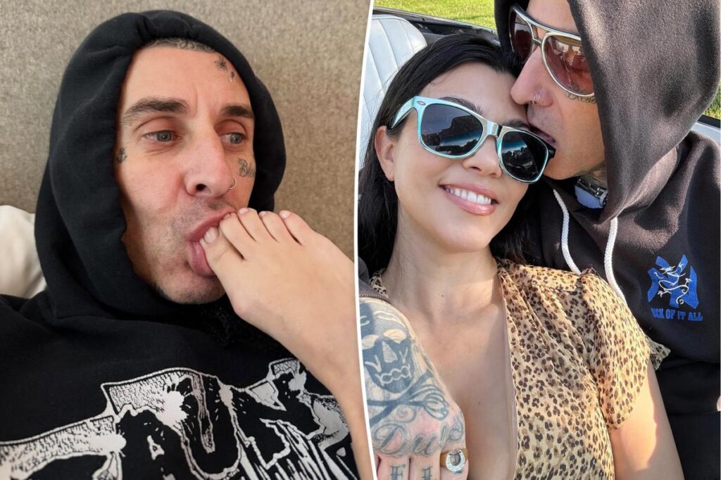 Travis Barker sucks Kourtney Kardashian's toes in raunchy birthday tribute