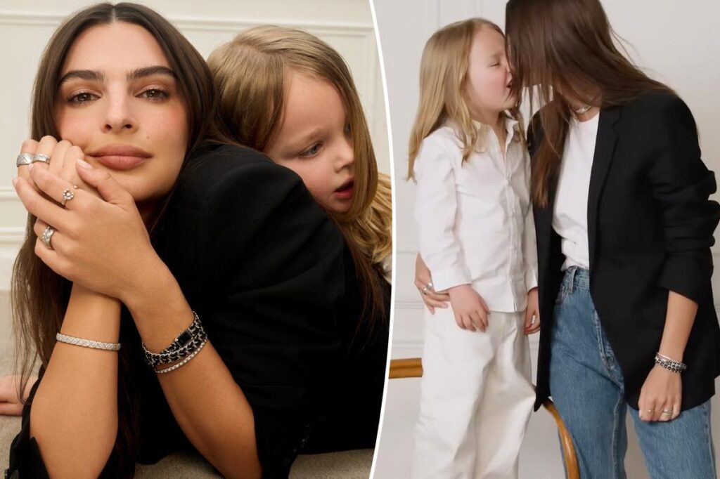 Emily Ratajkowski and son Sylvester pose together for Chanel