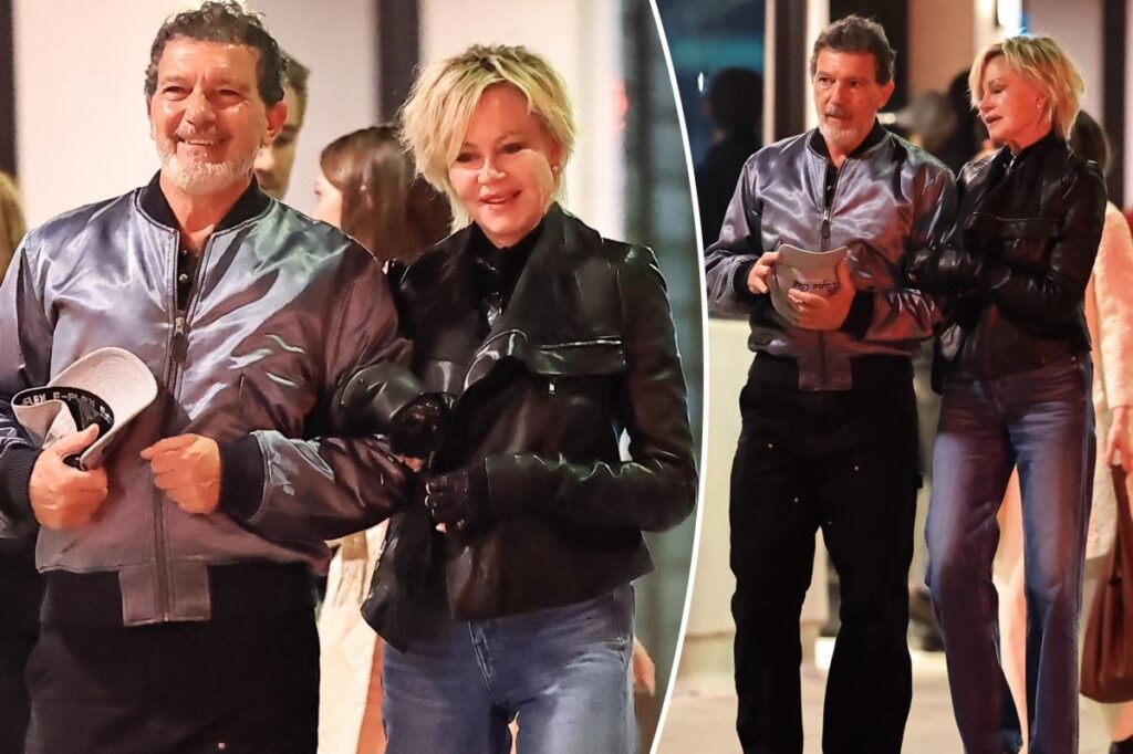 Melanie Griffith, ex-husband Antonio Banderas link arms on rare night out