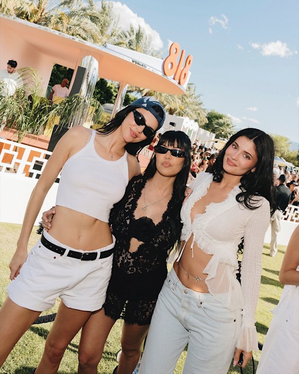 Kendall Jenner, Kourtney Kardashian and Kylie Jenner at Coachella 2026.
