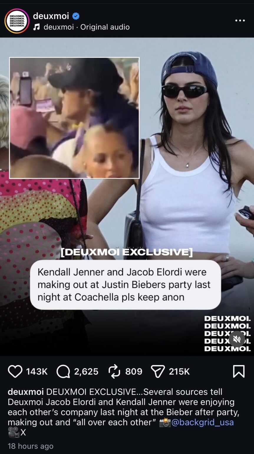 Jacob Elordi and Kendall Jenner reportedly hooked up at Coachella